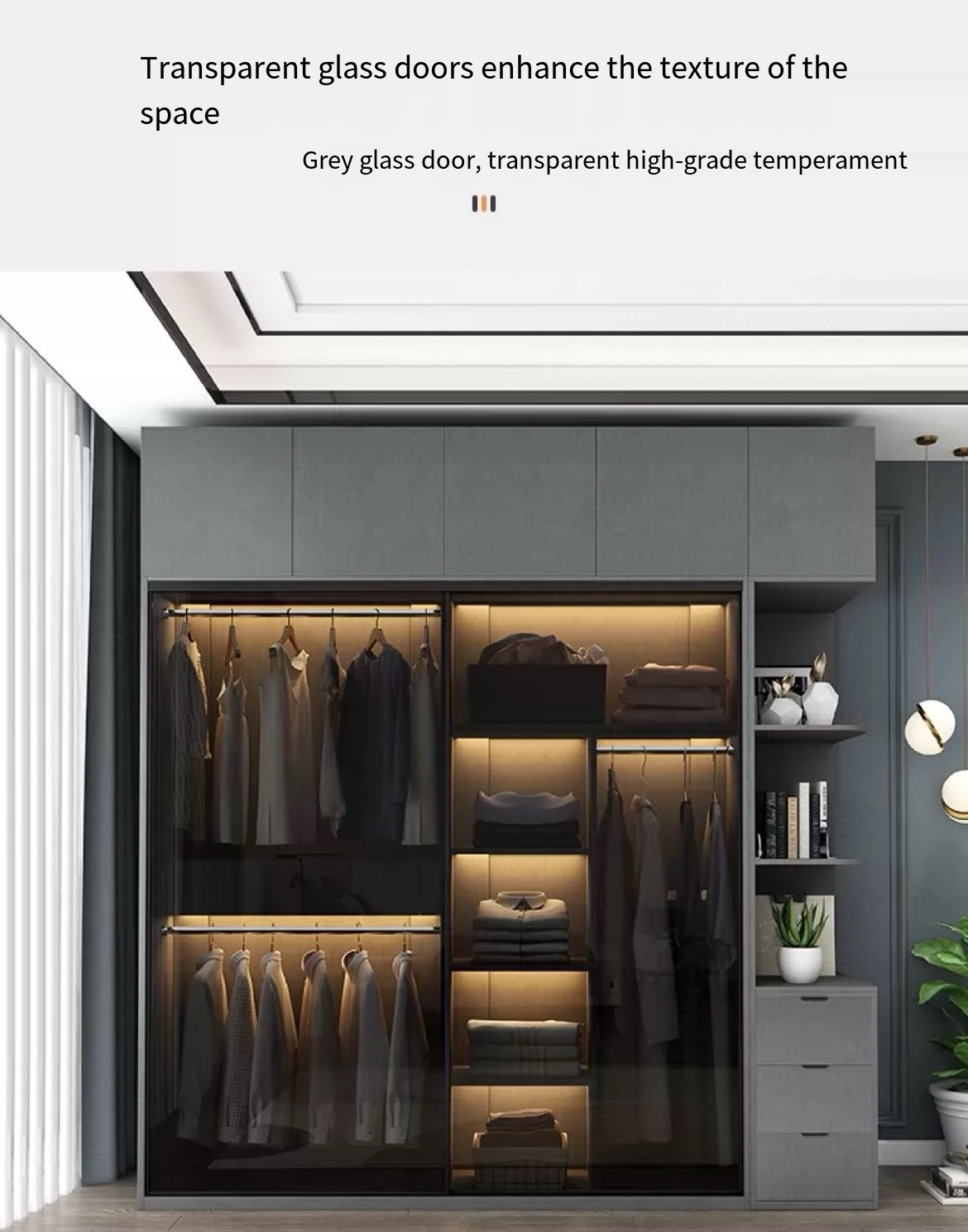 Maximize Space with Our Stylish Gray Sliding Door Wardrobe