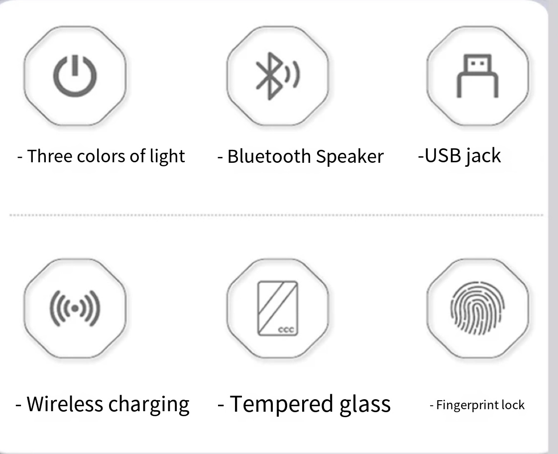 Smart Bedside Table: Modern Design, Wireless Charging, Bluetooth Audio, and Storage