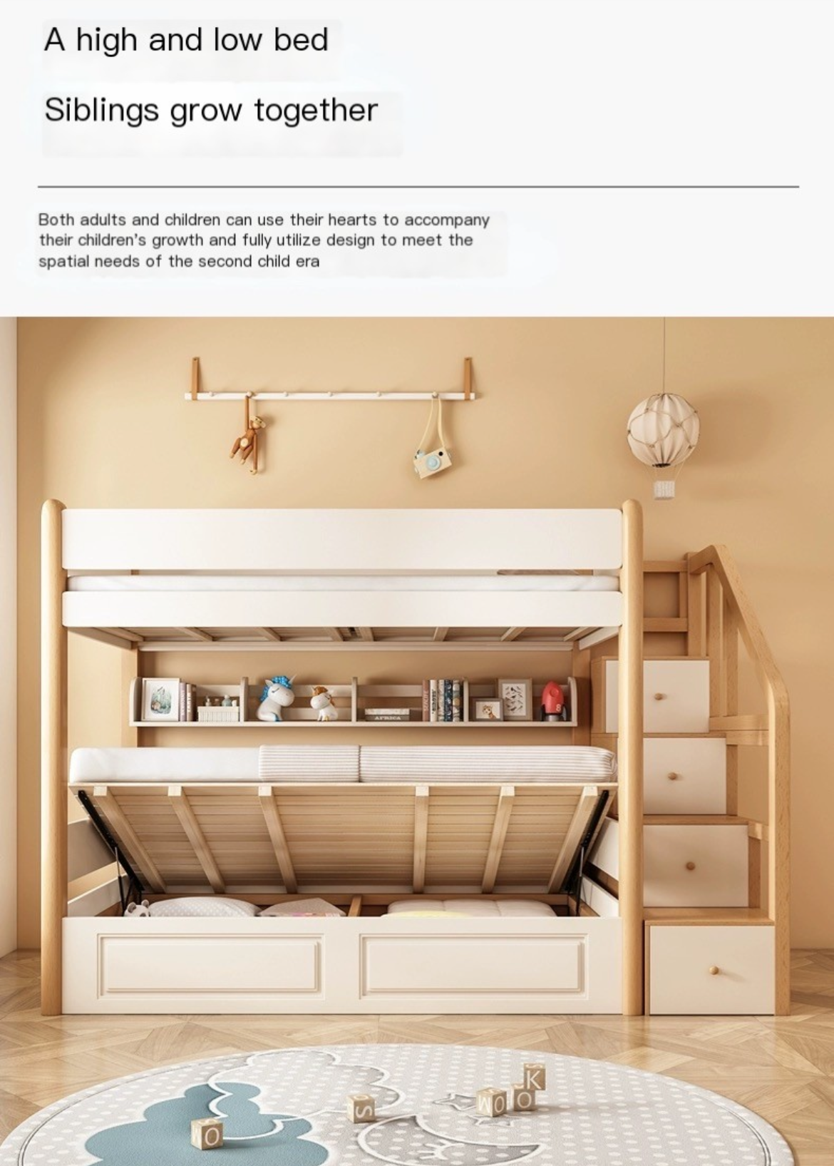 Sleep & Store in Style: Children's High and Low Bed with Double Bunk - Delivered and Installed for You