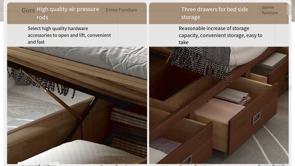 Simplify Your Life: Nordic Solid Wood Storage Bed - Modern, Spacious, Delivered to your Doorstep and installed for you