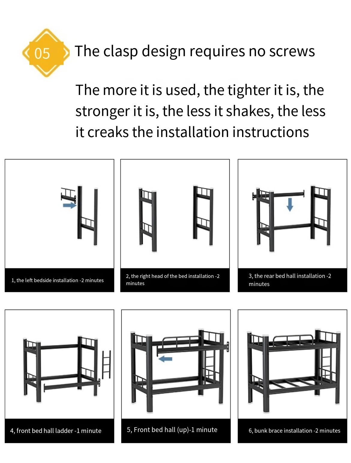 Smart Living, Smart Sleeping: Double Height Steel Frame Bed - Perfect for All