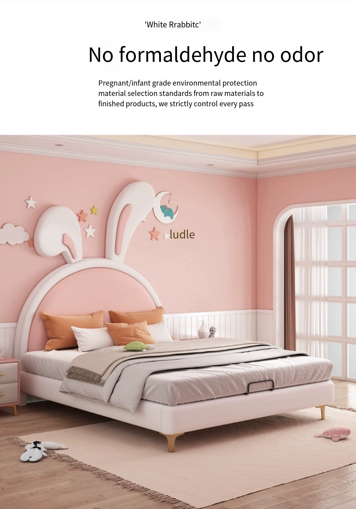 Solid Wood Elegance: The Leather Bed Fit for Your Little Princess - We Deliver, We Install!