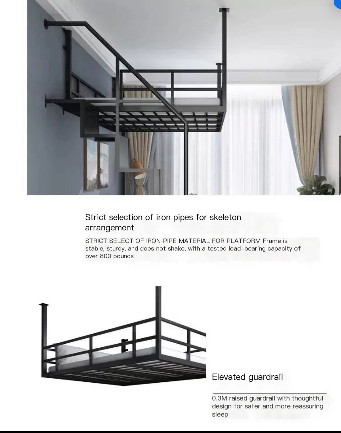 Double the Space, Double the Style: Duplex Second-Floor Bed for Minimalist Living -We Deliver, We Set It Up