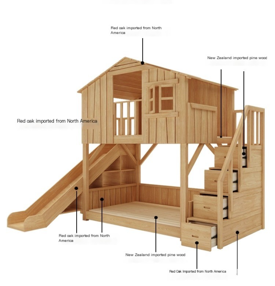 Climb, Slide, and Dream: All Solid Wood Treehouse Bed - A Magical Space for Your Children