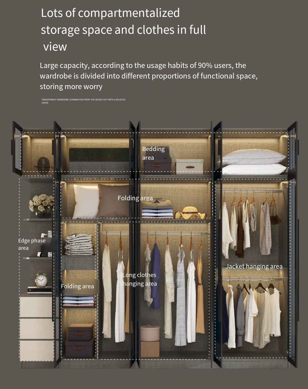 Modernize Your Bedroom with our Light Luxury Glass Wardrobe