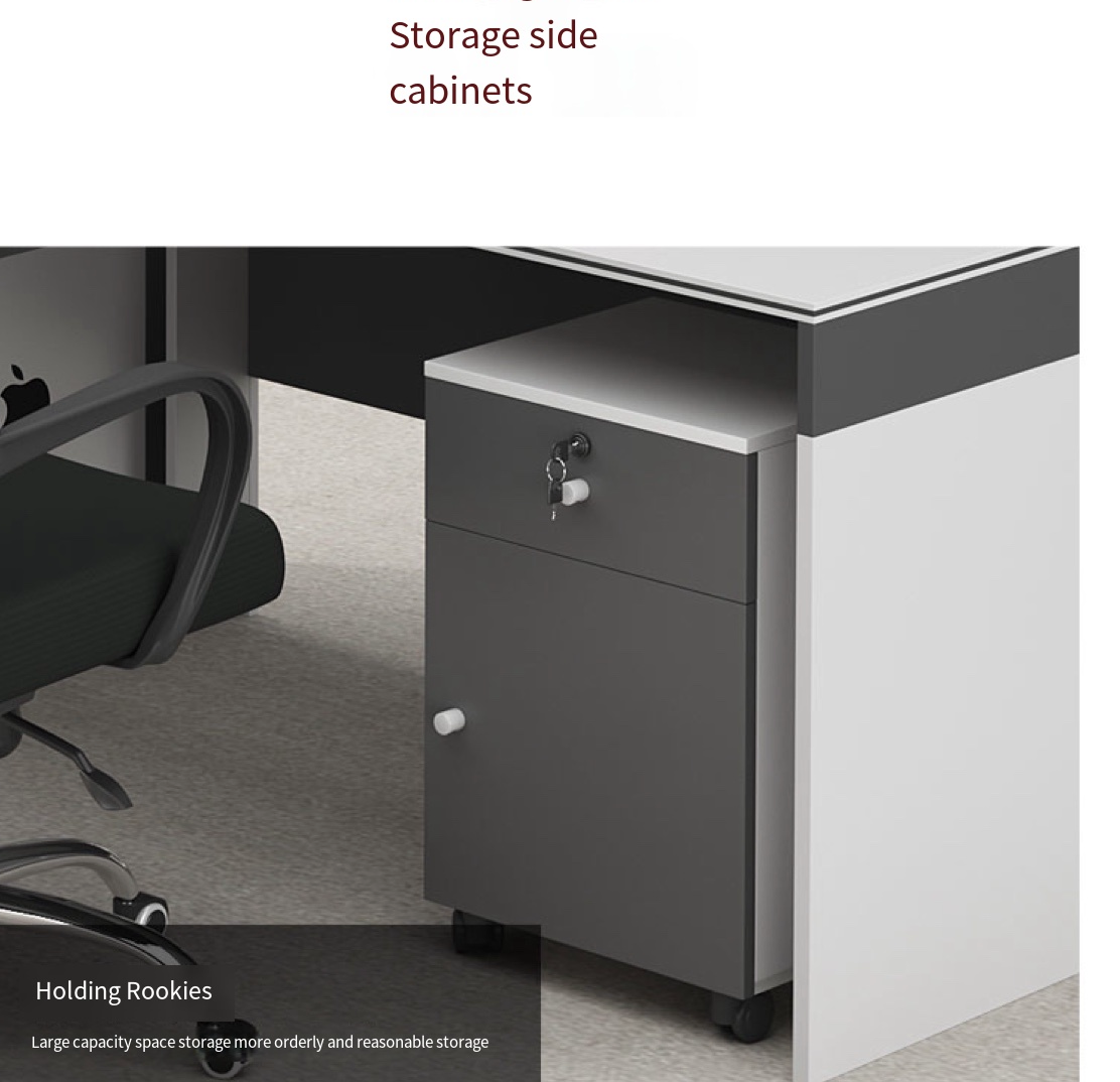 Versatile Modern Office Desk & Chair Combos for 2/4/6 Personnel including Cabinet and Chair.