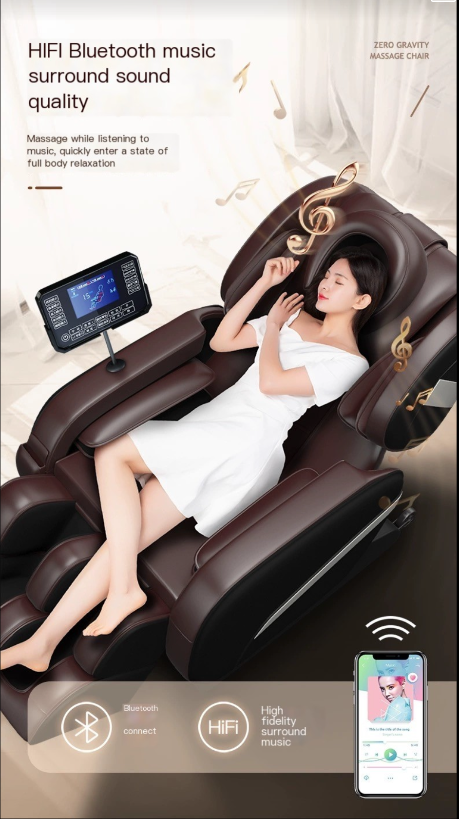 Experience Ultimate Relaxation with Our Luxury Zero-Gravity Intelligent Full-Body Massage Chair