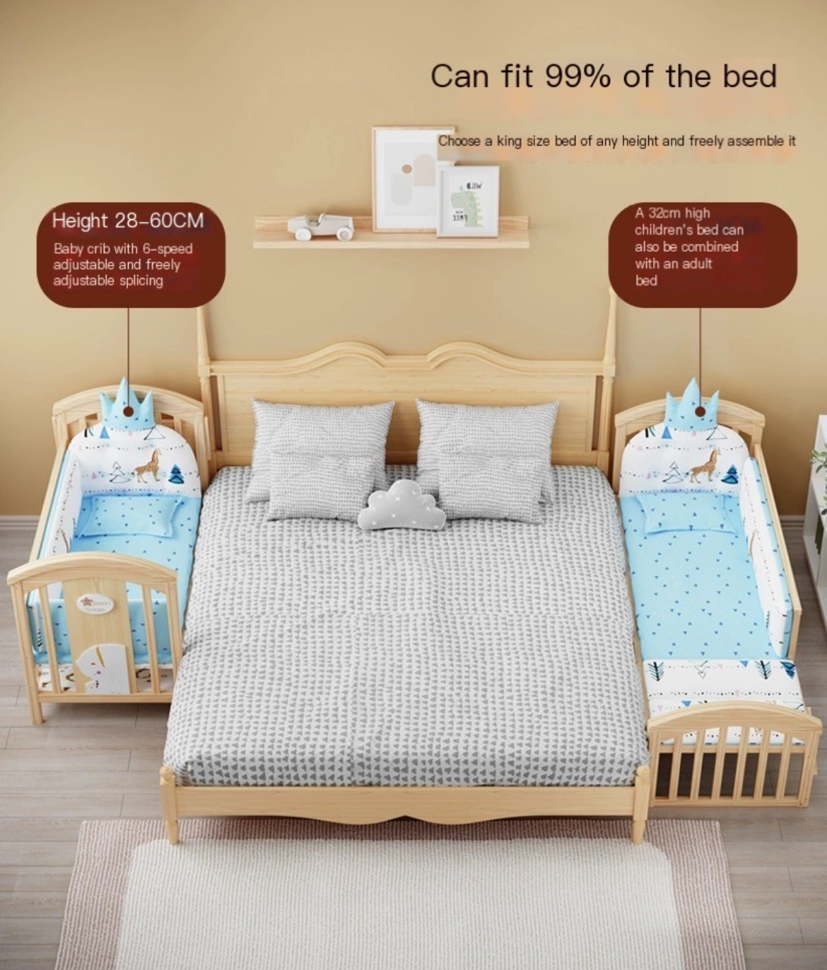 Experience Ultimate Baby Comfort with Our Multifunctional Solid Wood Cradle Bed