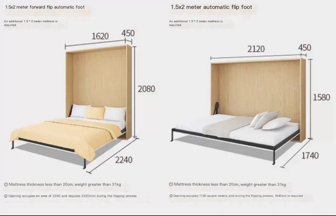 Maximize Your Space: Electric Hidden Murphy Bed & Multi-Functional Wall Cabinet - Delivered and Assembled for Your Convenience