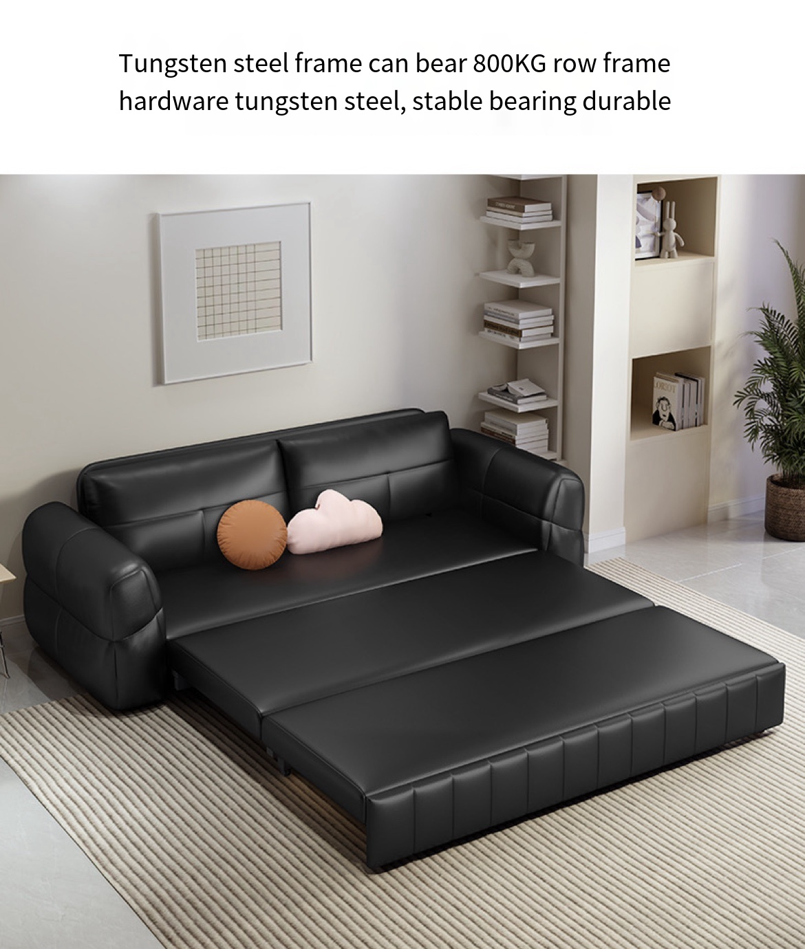 Multi-Functional Space Saving Black Sofa Bed for Compact Living Rooms