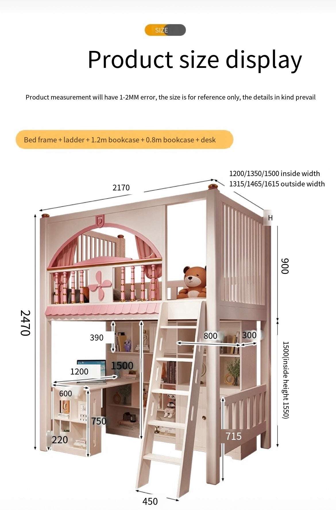 The Ultimate Space-Saving Solution: Full Solid Wood Loft Bed with Desk, Wardrobe, and More - Delivered and Installed for Your Convenience