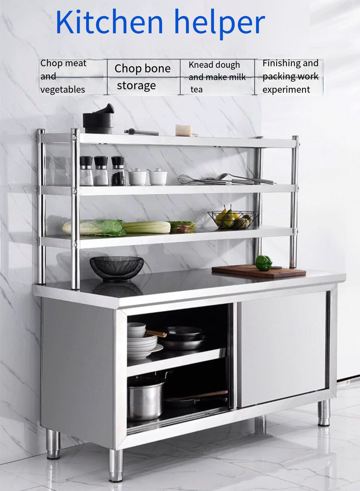 Upgrade Your Kitchen with our Mobile Sliding Door Stainless Steel Workbench