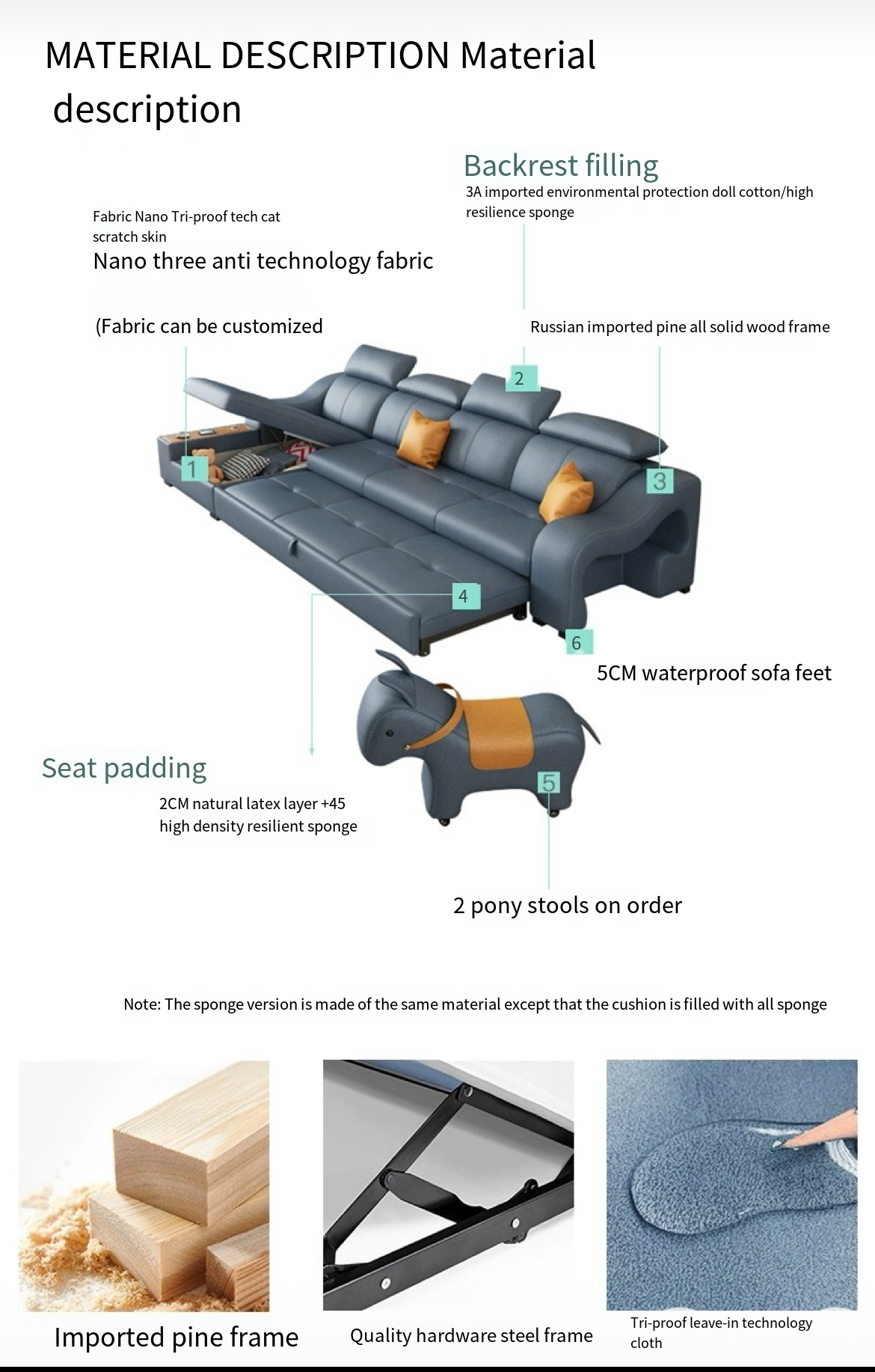 Smart Design, Easy Living: Wash-Free Fabric Sofa Bed with Storage