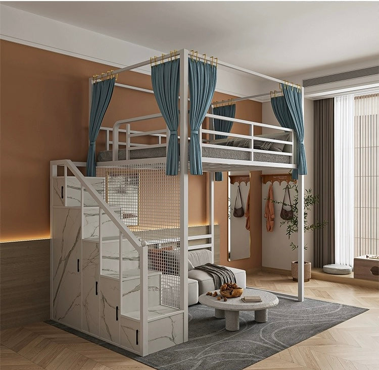 The Loft Life Made Easy: Iron High and Low Bed with Table, Delivered and Assembled