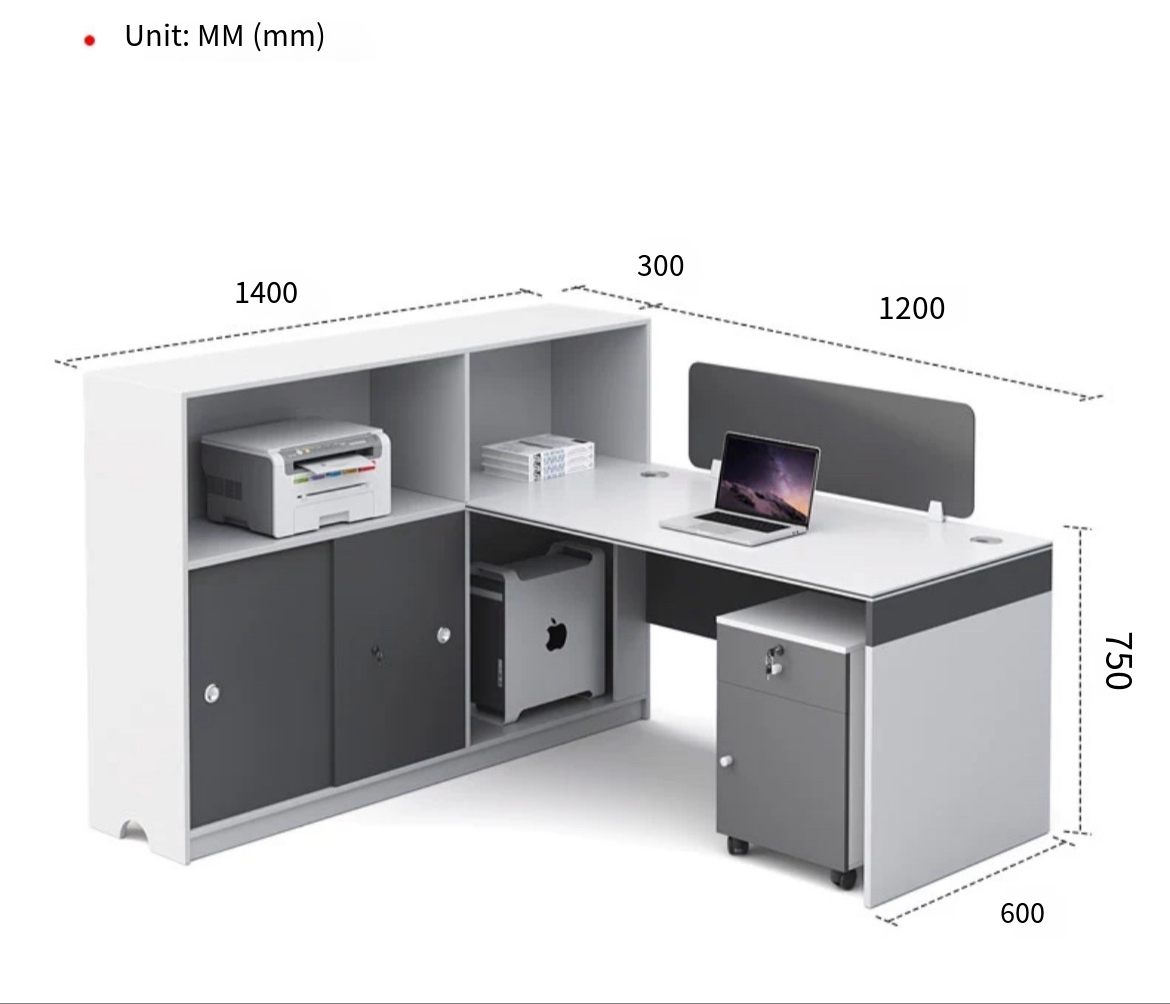 Versatile Modern Office Desk & Chair Combos for 2/4/6 Personnel including Cabinet and Chair.