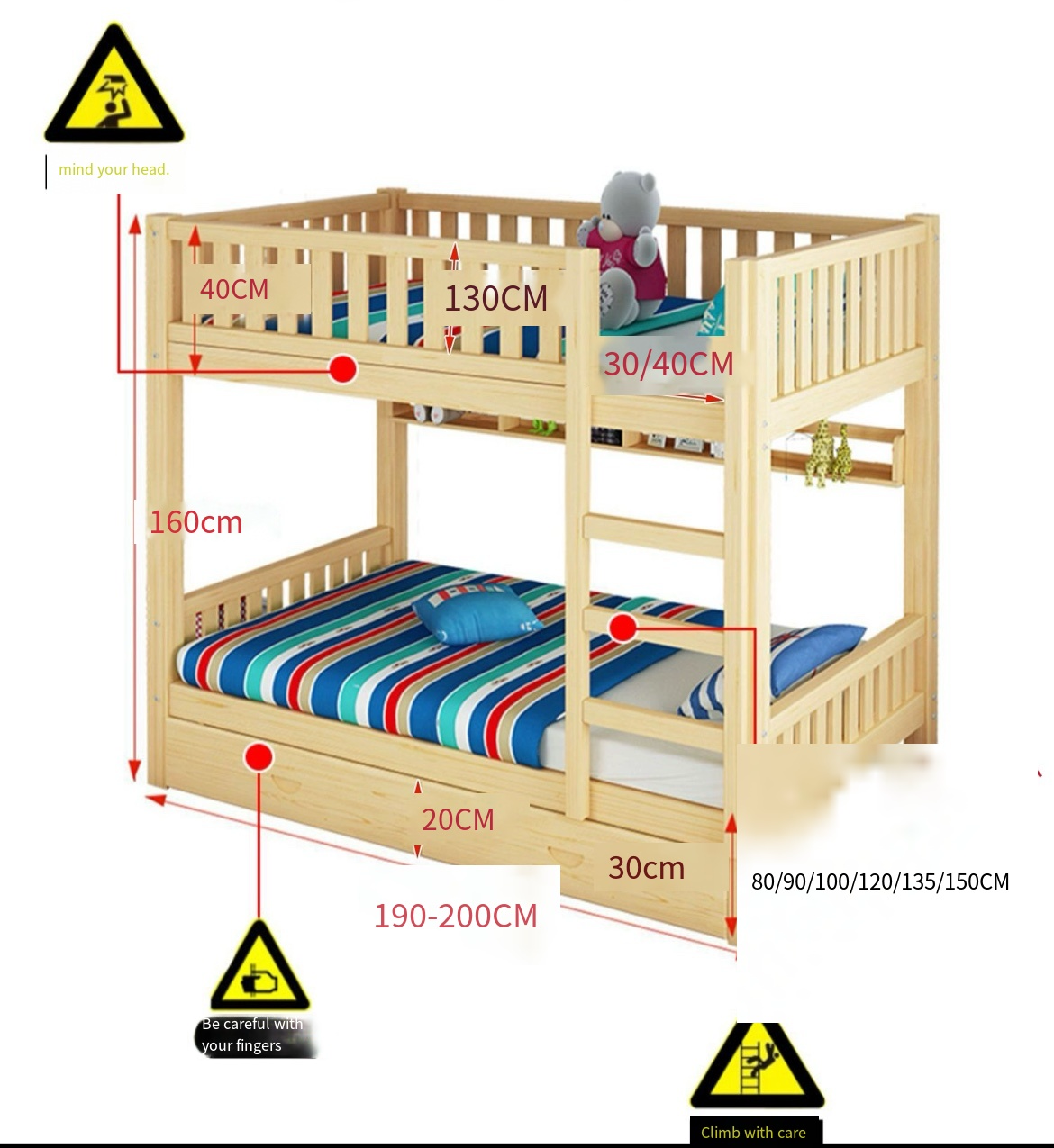 Transform Your Space with Small Size Upper and Lower Bunk Beds – The Ultimate Double Decker Solid Wood Bed for Both Adults and Kids