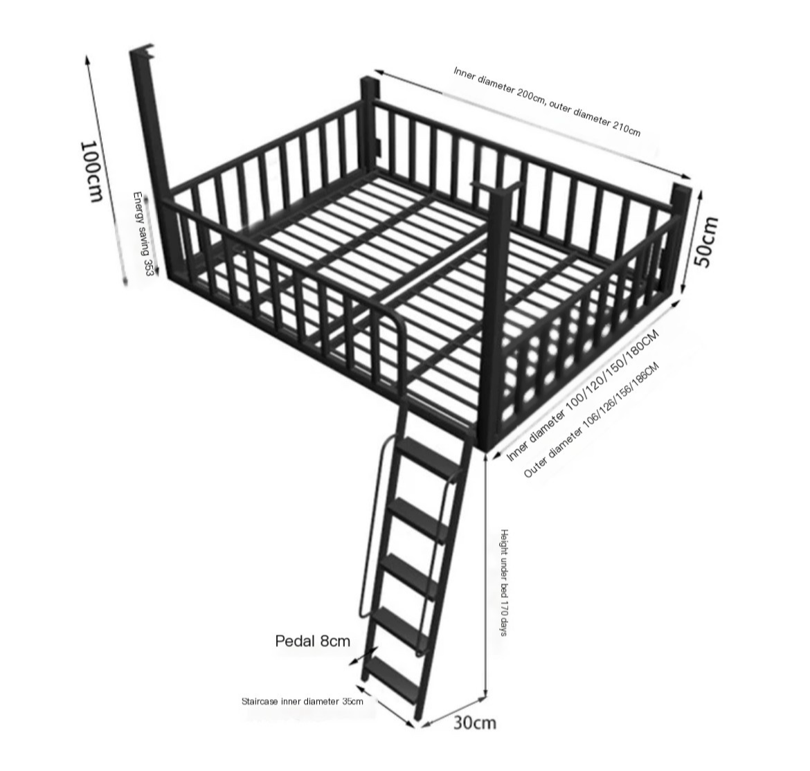 Maximize Your Living Area: Iron Hanging Bed for Small Spaces - Delivered and Installed for Your Convenience