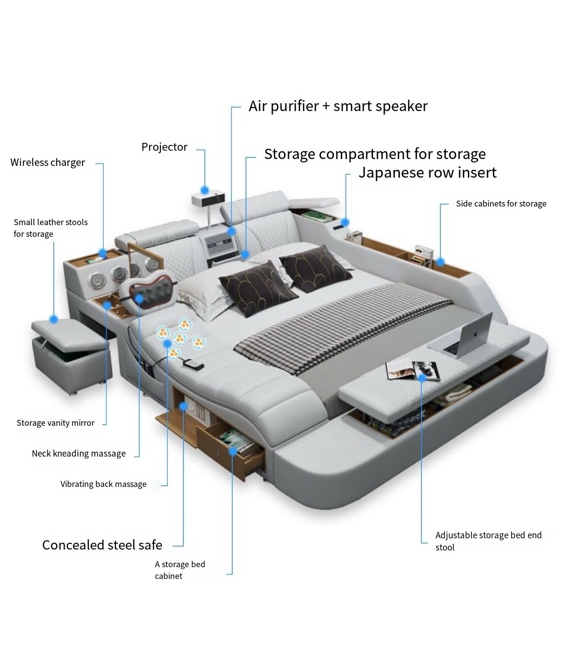 Experience Luxury and Innovation: Genuine Leather Tatami Bed with Multifunctional Features - Delivered and Installed for You!