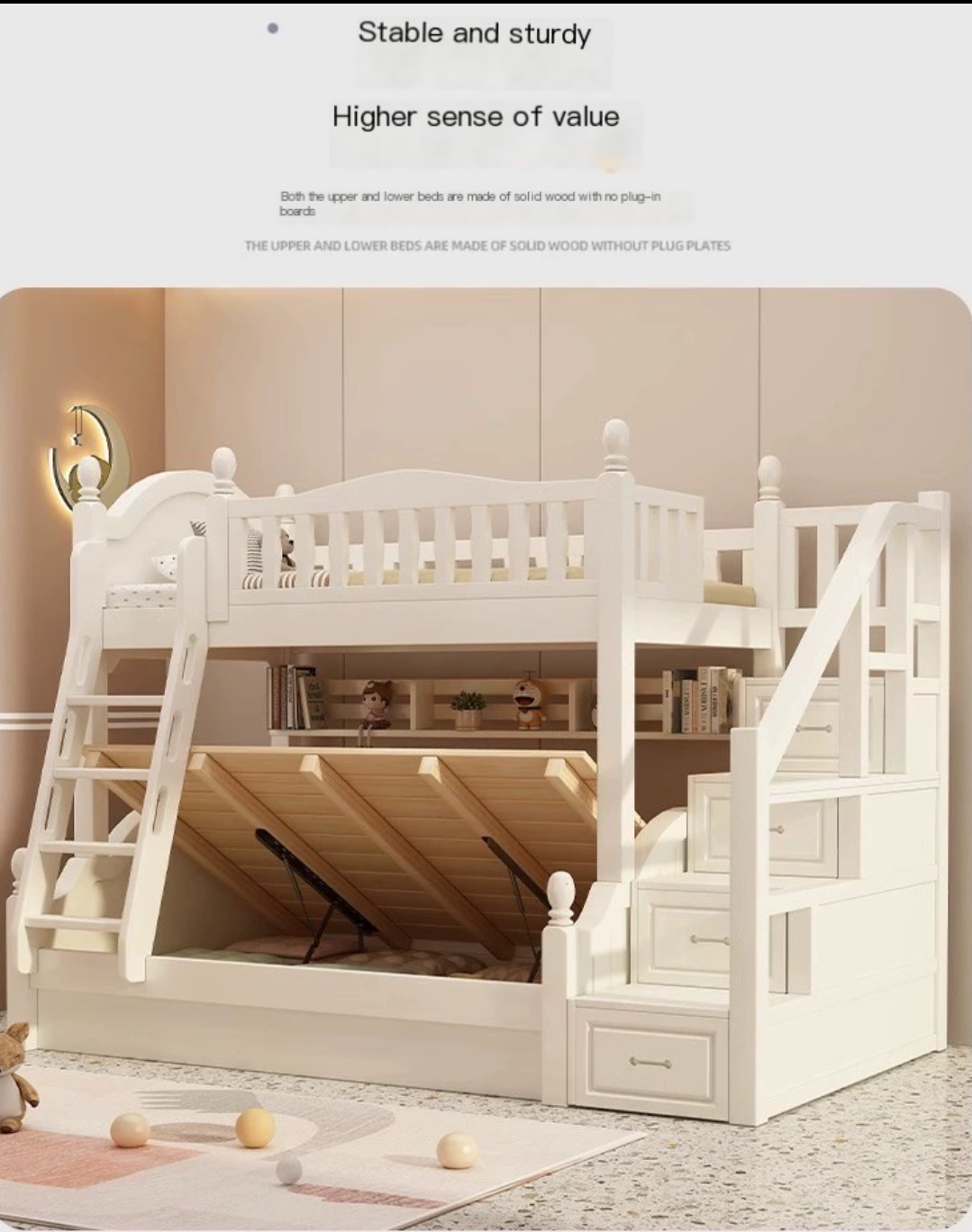 Maximize Your Space in Style: Cherry Wood Double Bunk Bed - Delivered and Installed for you