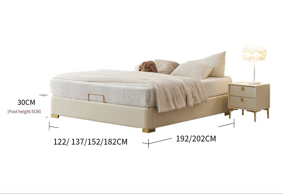 French Light Luxury Leather Bed: Elegance Meets Simplicity with High Box Storage