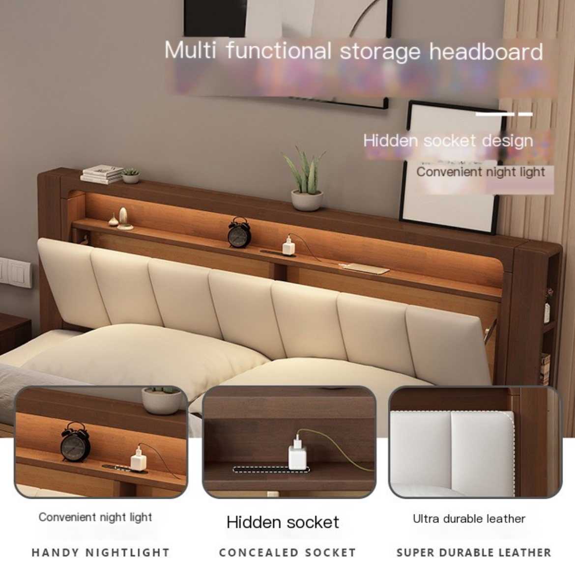 Simplify Your Life: Nordic Solid Wood Storage Bed - Modern, Spacious, Delivered to your Doorstep and installed for you