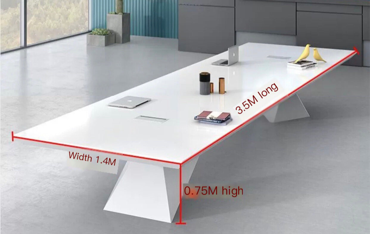 Pure Elegance: White Painted Modern Office Conference Table & 18 Chair Ensembled set