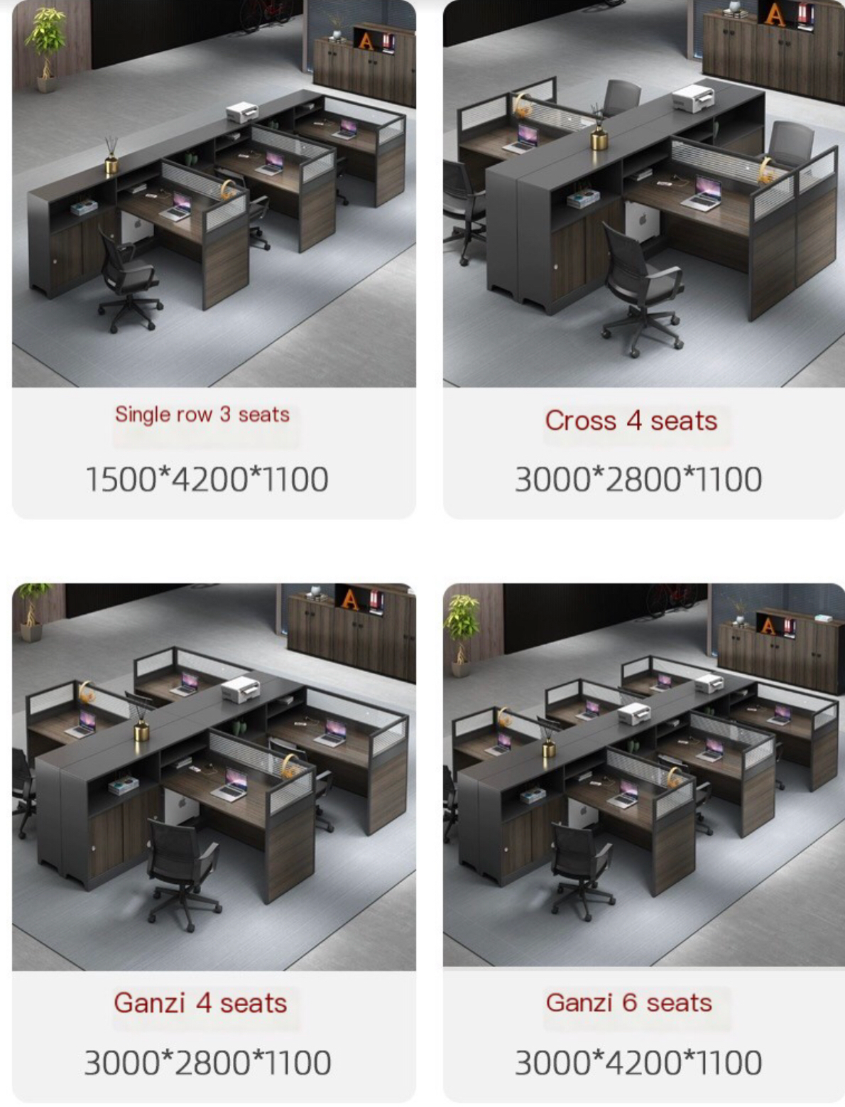 Sleek & Efficient: Modern Office Workstation for 2-6 People with Desk, Excluding Chairs