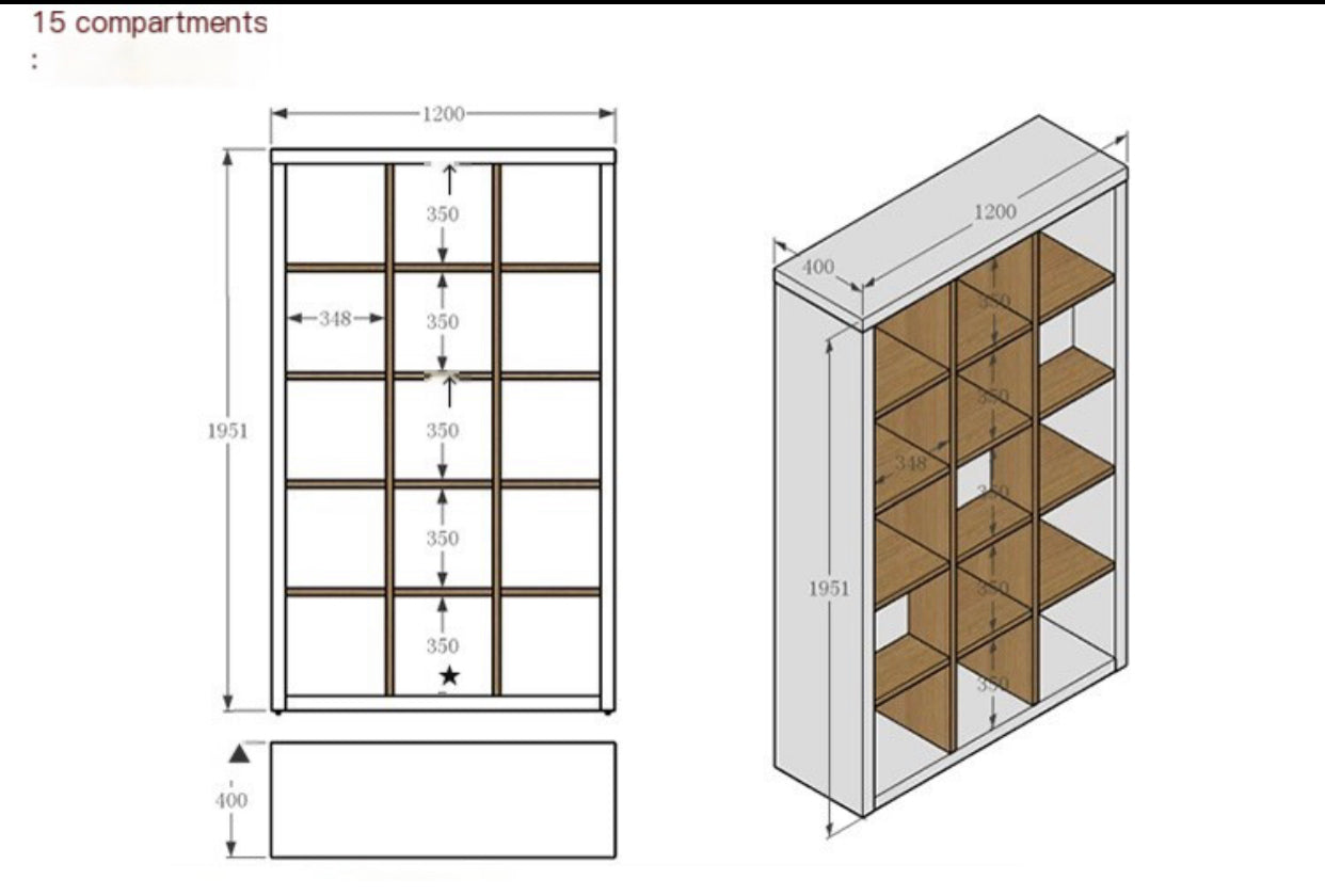 Wooden Combination File Cabinet: Bookcase, Bookshelf, Storage Grid, Display Cabinet, Office Partition, and Entrance Organizer.120*30*120cm