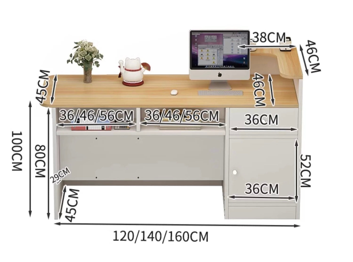 Versatile Commercial Front Desk: Ideal for Cashier Shops, Small Bars, Clothing Stores, Beauty Salons, Supermarkets, Internet Celebrity Trend Stores, and Reception Desks.120*46*100cm