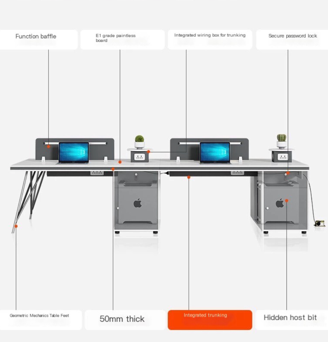 Efficiency Meets Style: Modern Office Desk & Chair Combo for 4, 6-Person Workstations