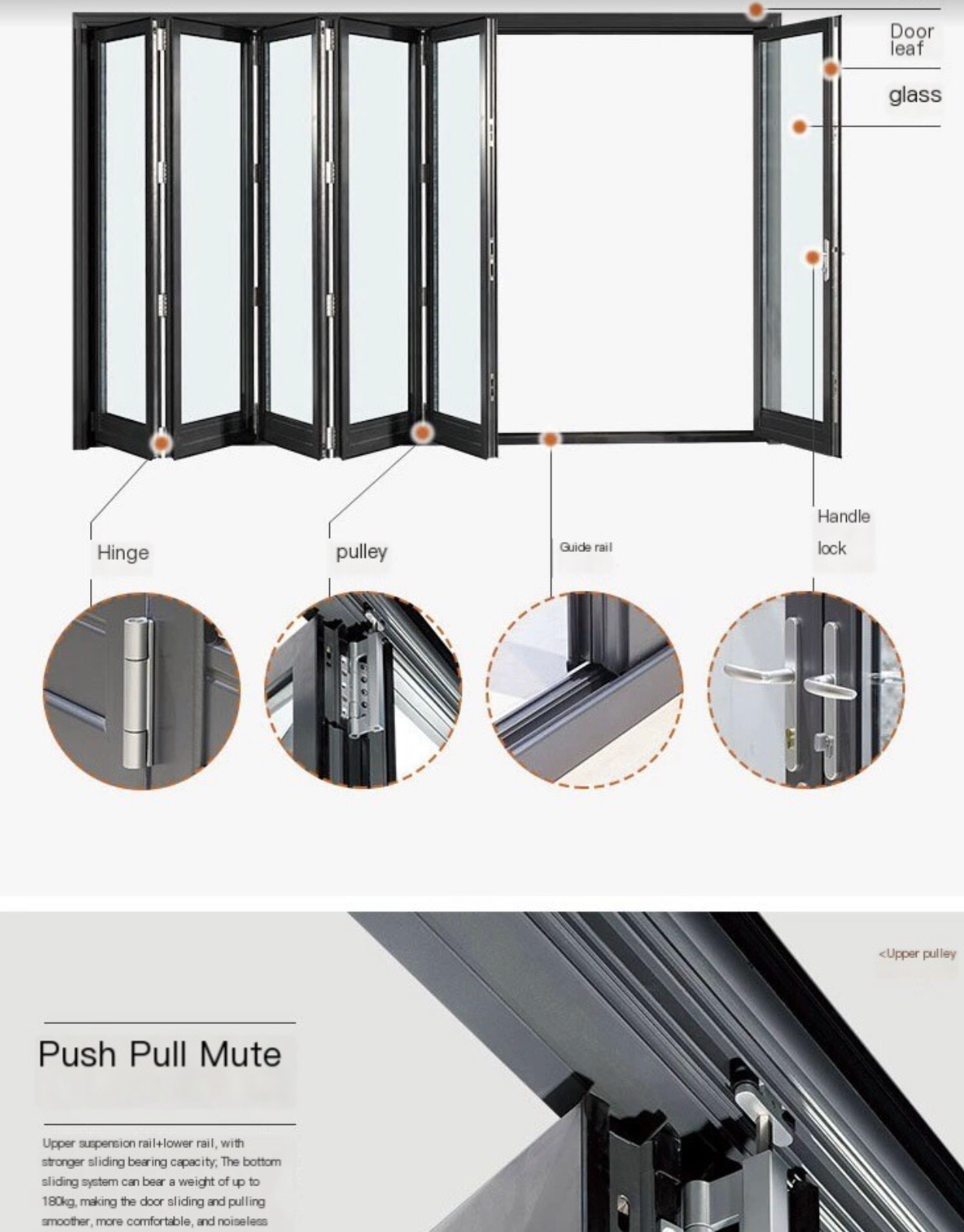 Premium Titanium-Magnesium Aluminum Alloy Glass Folding Door for Office, Balcony, Shop, and Car Beauty Spaces