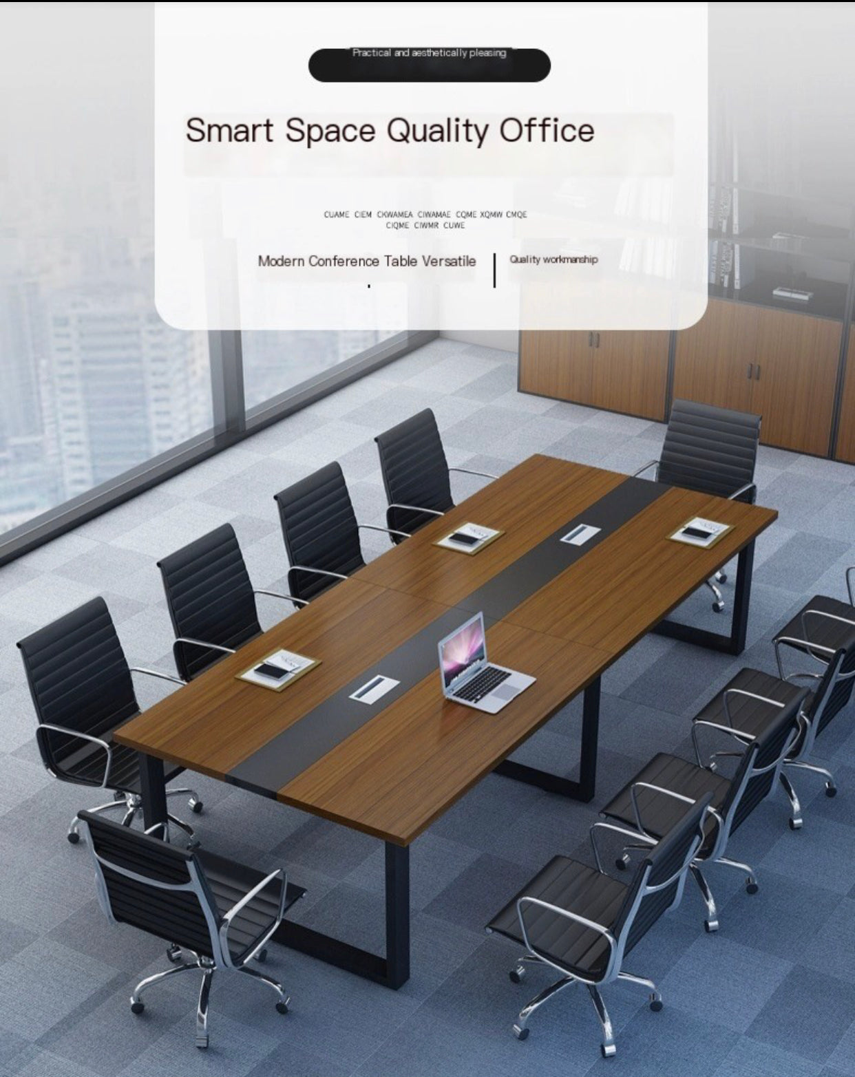 Executive Elegance: Modern Office Conference Table & 10 Chair Set