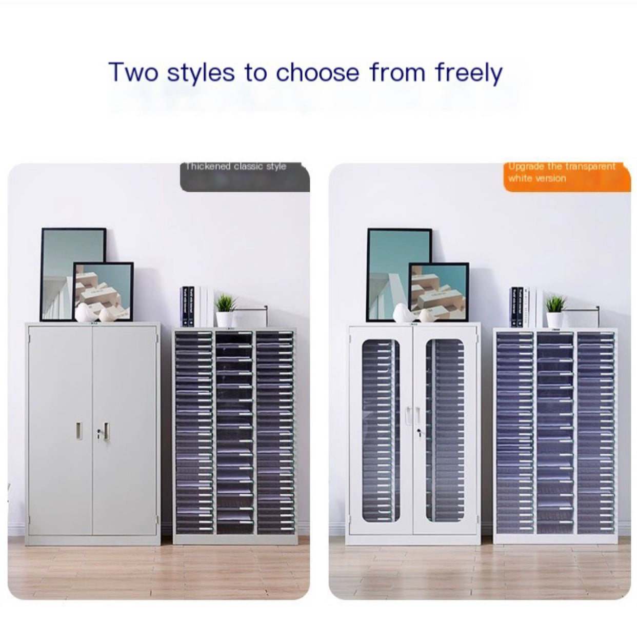 Efficiency-Boosting Drawer-Type A4 File Cabinet: Office Floor-to-Ceiling, Thickened Iron, Glass Door with Lock