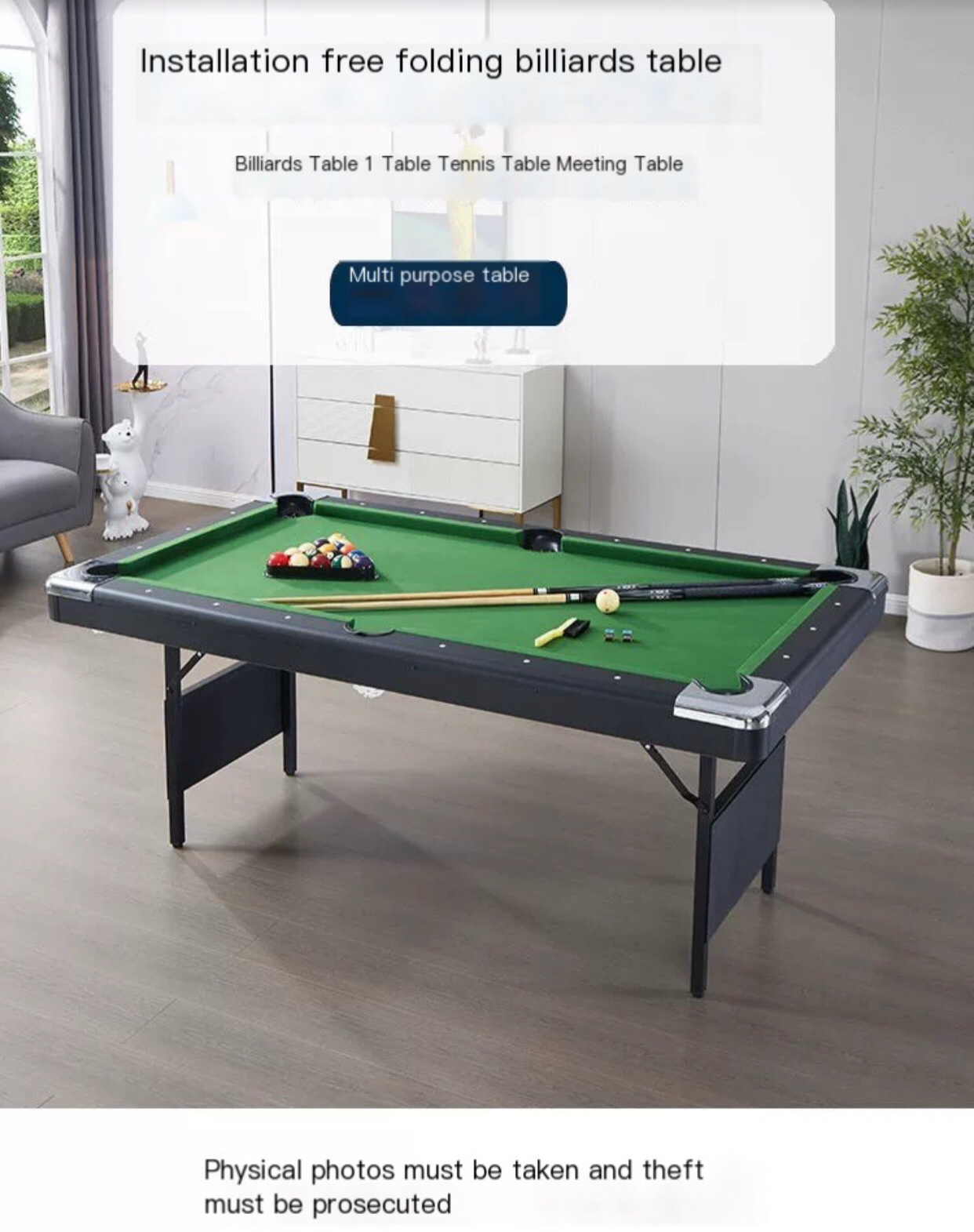 Compact Folding Billiard Table - Ideal for Home and Fun for All Ages