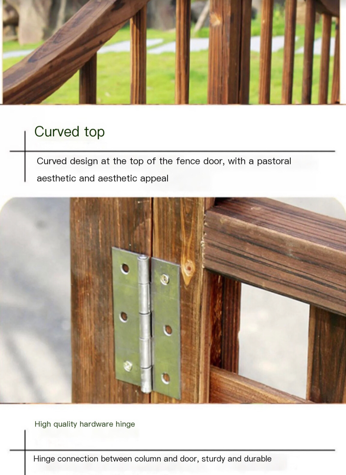 Elegant Outdoor Wooden Fence Door: Durable and Anti-Corrosion Garden Gate for Your Vegetable Garden and Yard