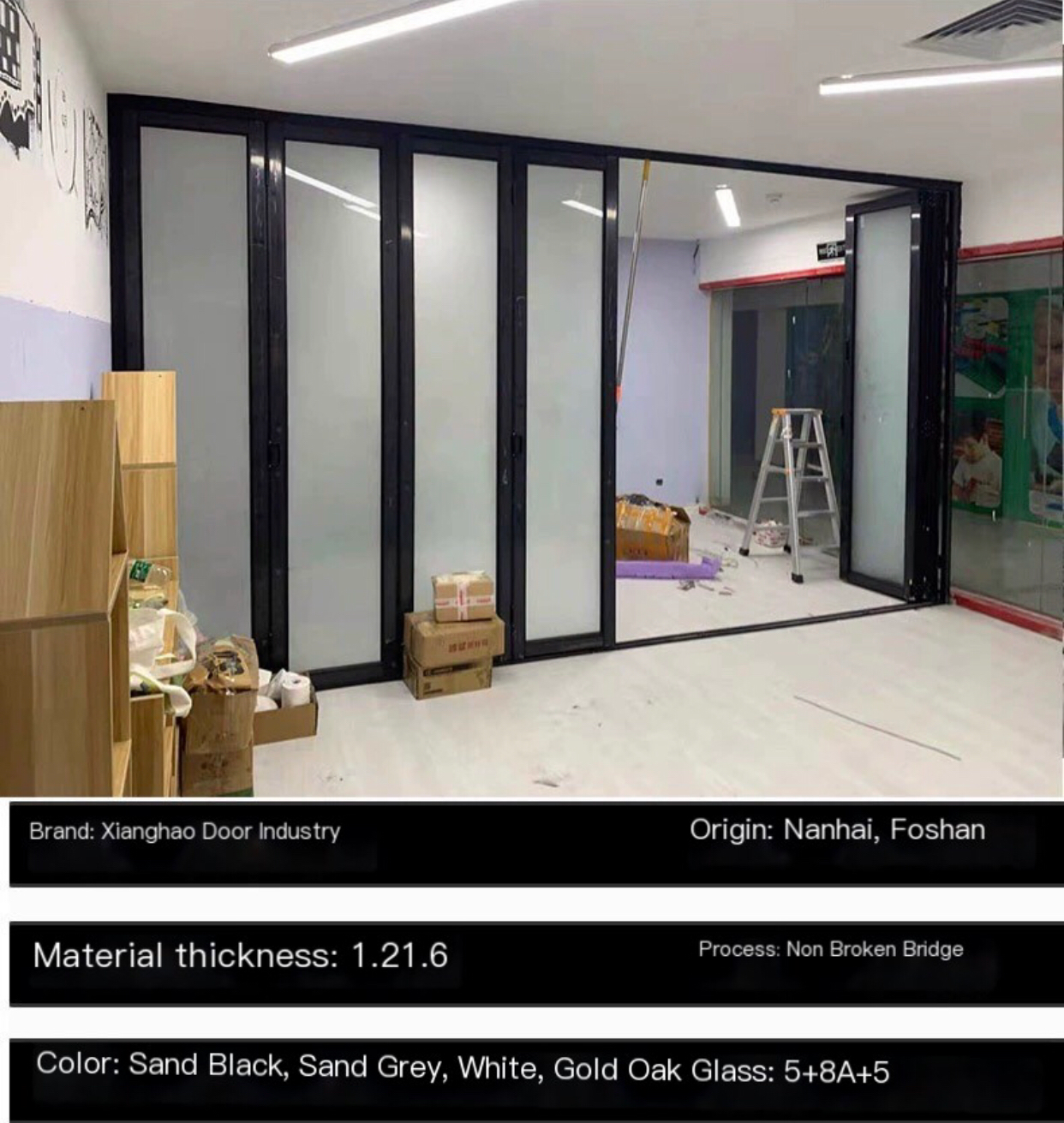 Premium Titanium-Magnesium Aluminum Alloy Glass Folding Door for Office, Balcony, Shop, and Car Beauty Spaces