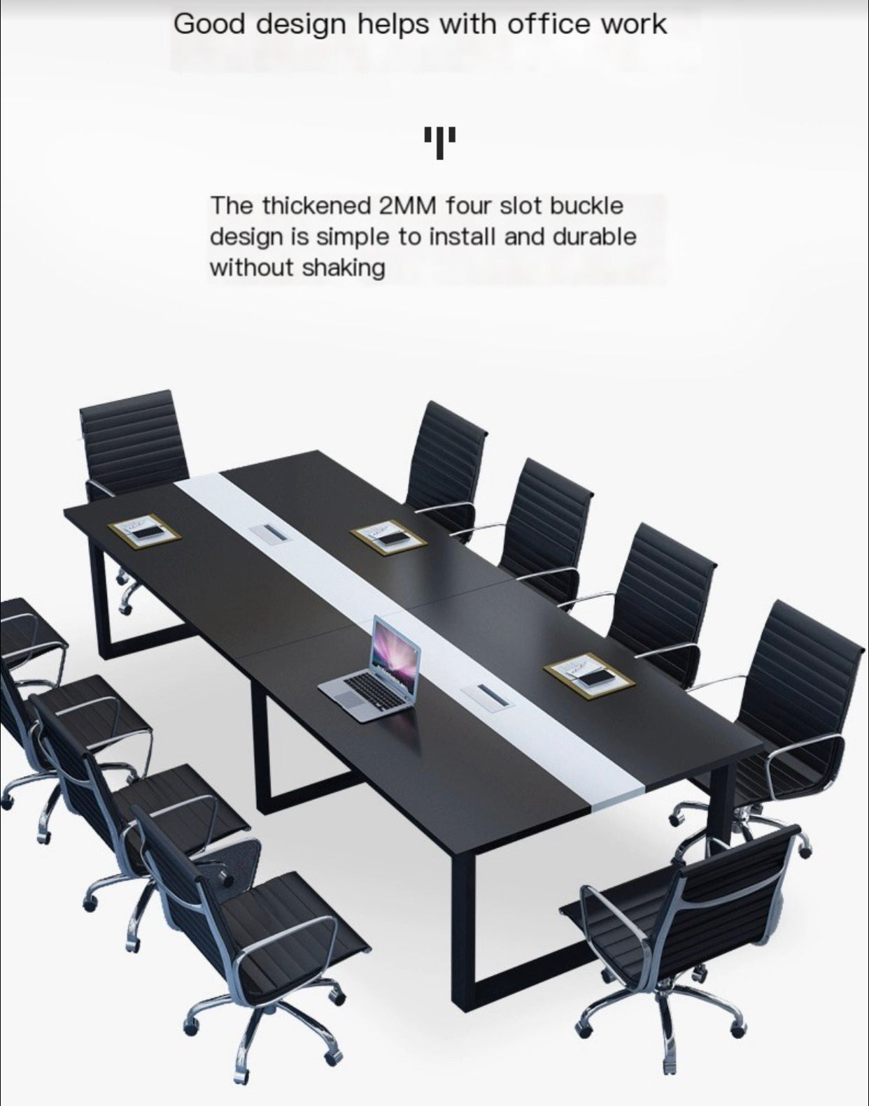 Executive Elegance: Modern Office Conference Table & 10 Chair Set