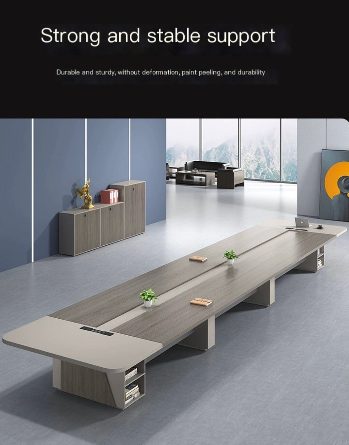 Streamlined Excellence: Modern Office Furniture Conference Table & 22 Chair Set.