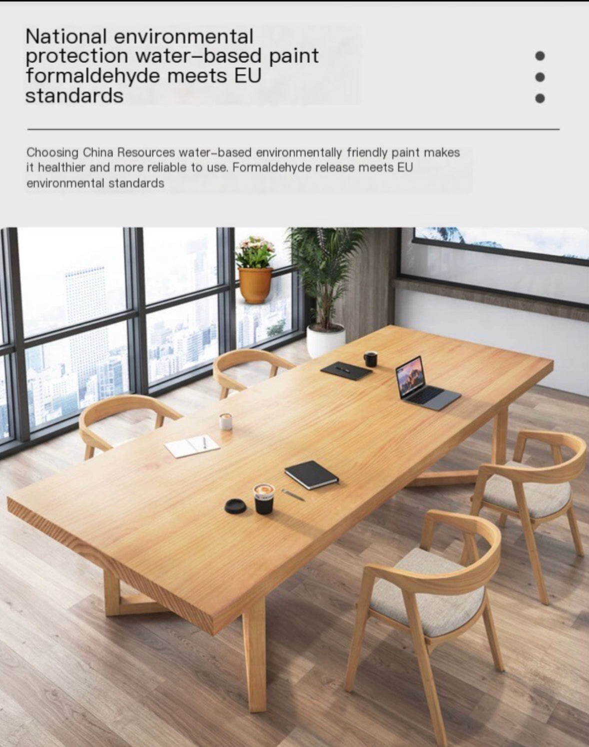 Nordic Elegance: Solid Wood Conference Table Ensemble for Modern Offices"180*80*77cm