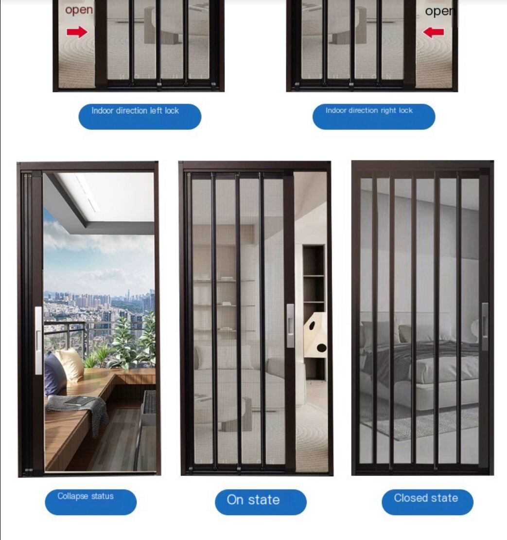 Diamond Mesh Folding Screen Door: Stylish Anti-Theft Solution with Telescopic Design