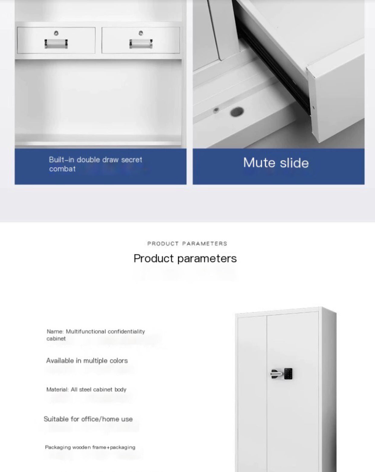 Electronic Safe File Cabinet: Office Storage with Password and Fingerprint Lock, Iron Construction, Low Cabinet Design