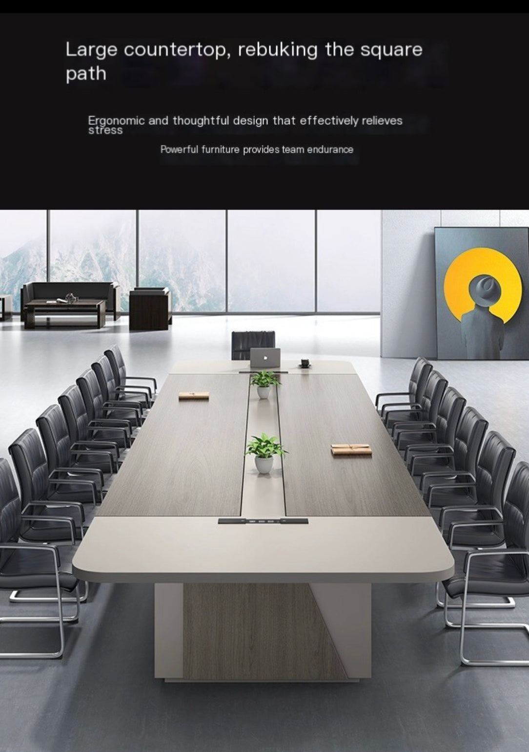 Streamlined Excellence: Modern Office Furniture Conference Table & 22 Chair Set.