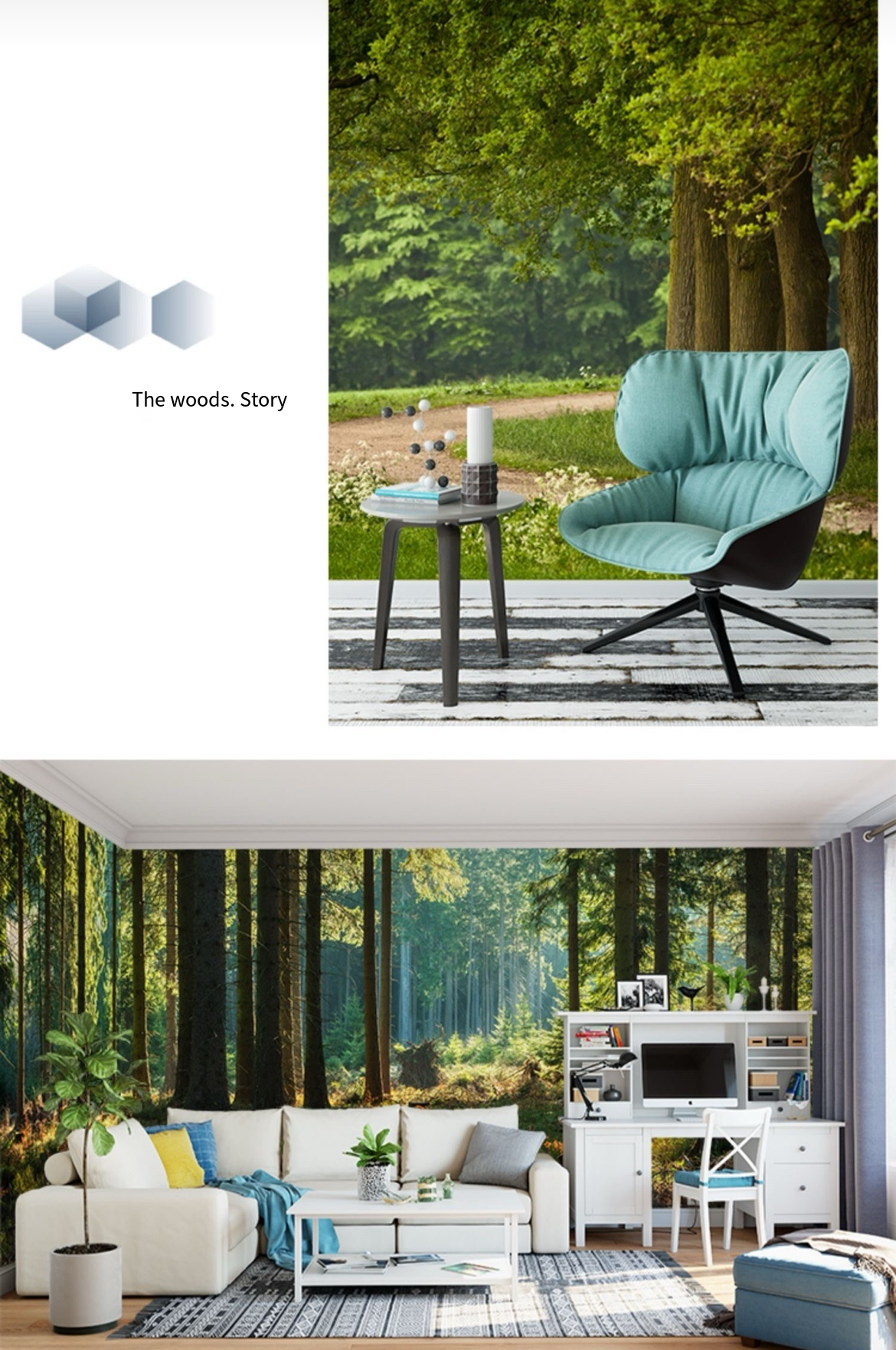 Immerse in Nature's Beauty: 3D Forest Scenery Wallpaper for Living Rooms, Waterproof and Perfect for Broadcast Backgrounds