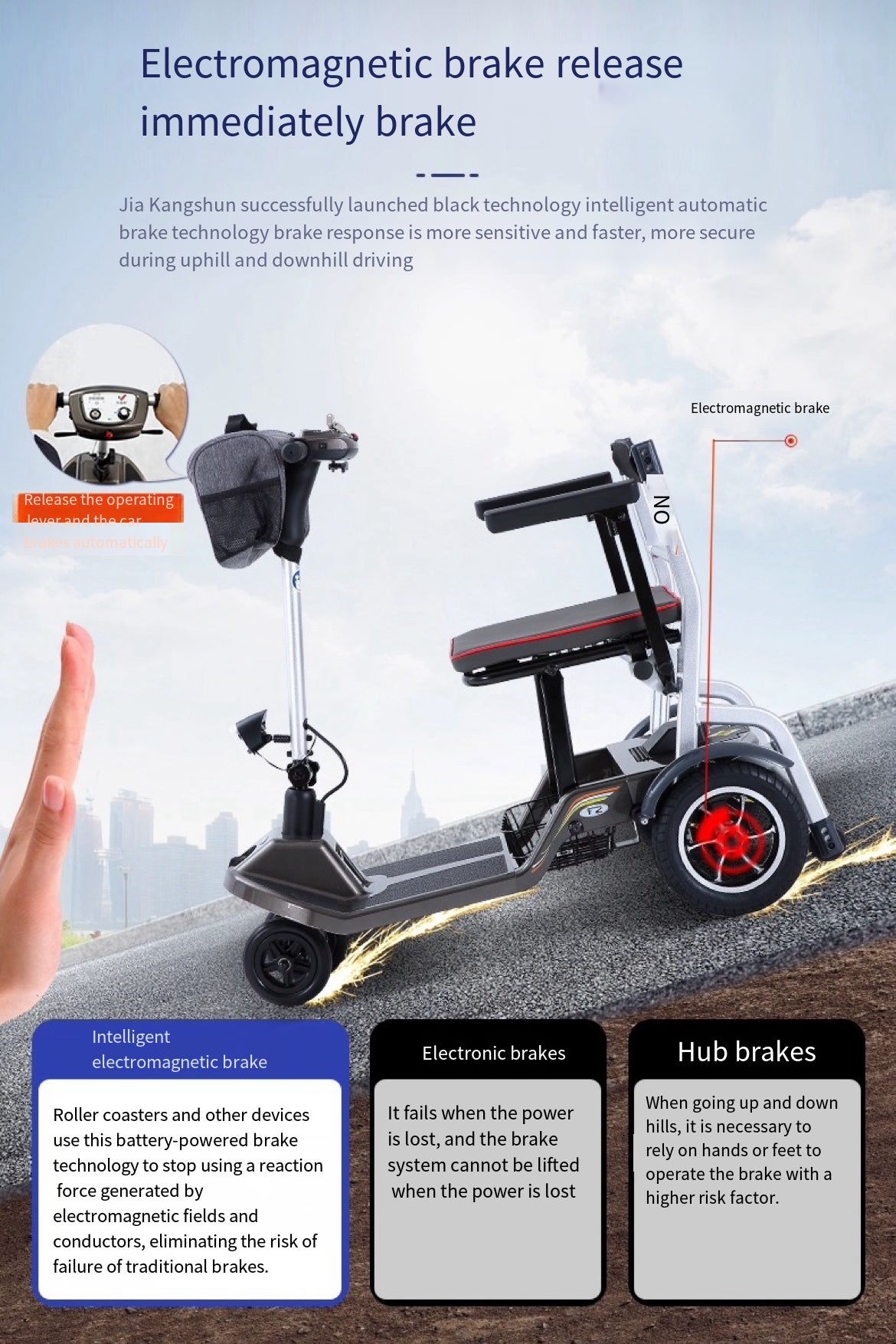 Foldable Four-Wheel Scooter for Old Age with maximum electric Power below 500w and 24v battery