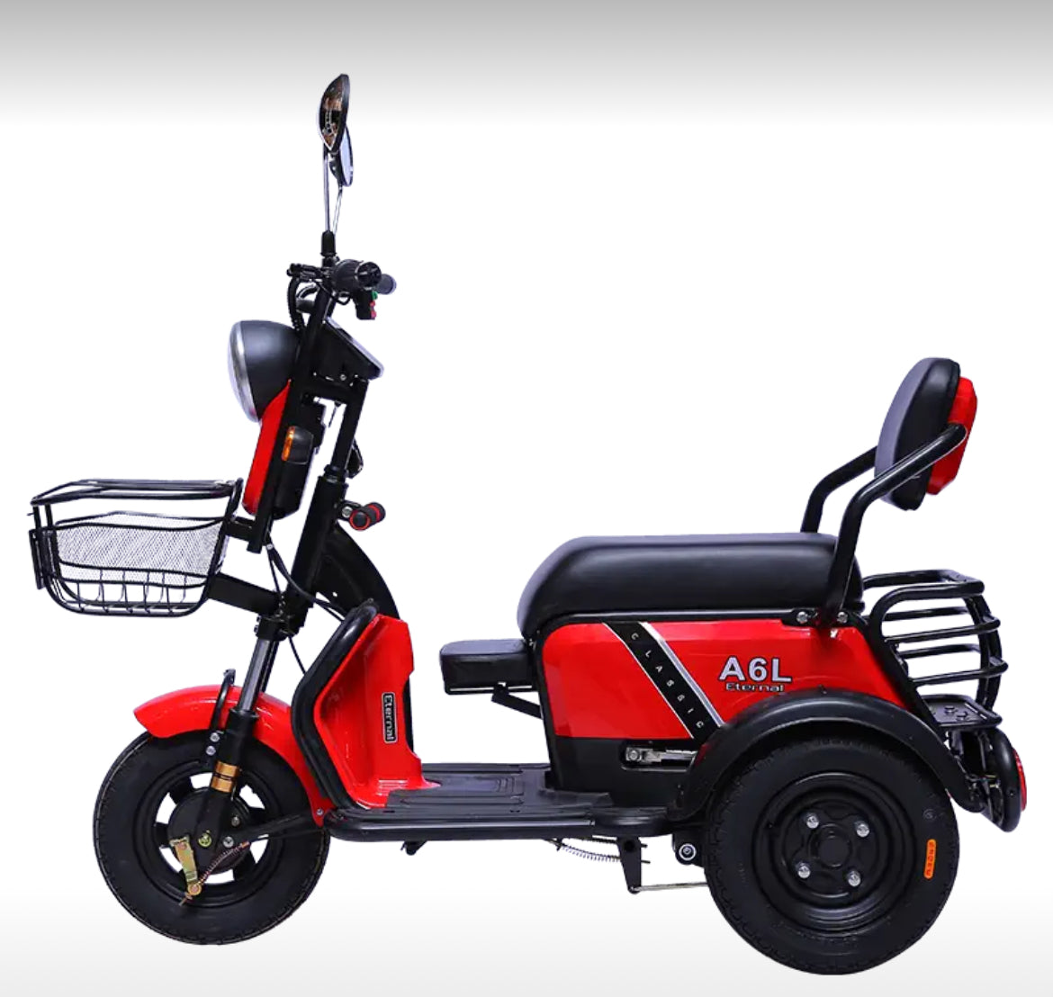 Family-Friendly Electric Tricycle with Three Wheels, maximum power of 500w and 60v Battery.