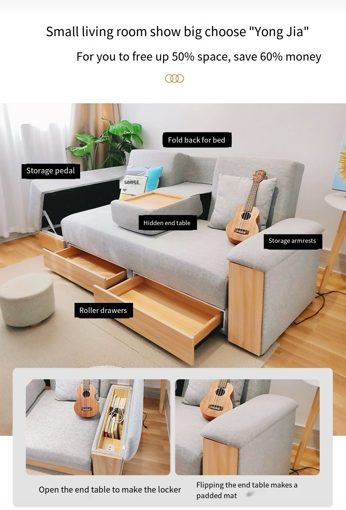 Multi-Functional Comfort: Small Space Sofa Bed with Storage