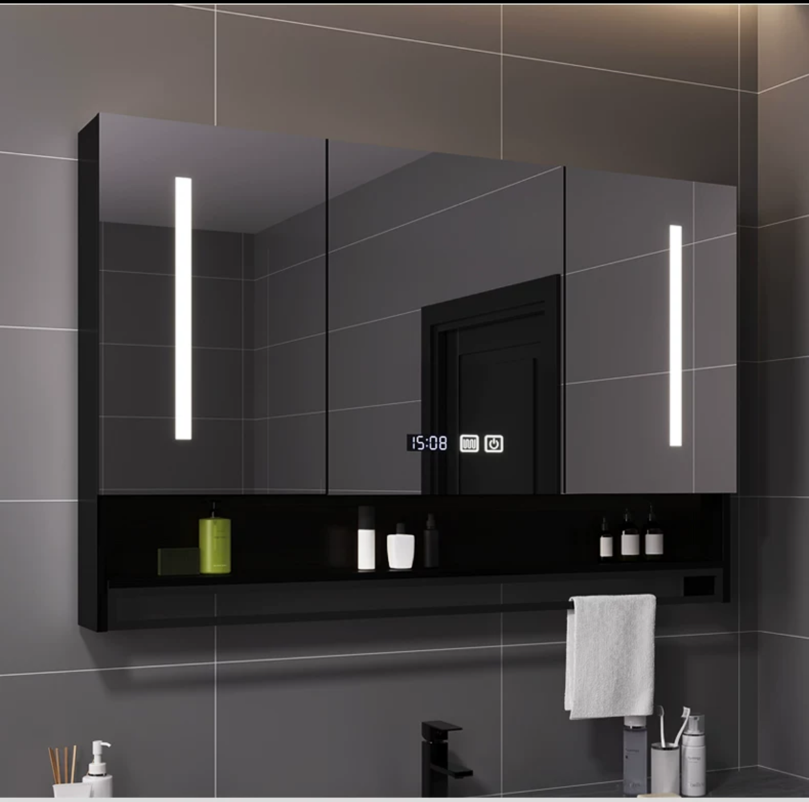 Elegance and Innovation Combined: Wall-Mounted Vanity Mirror with Light and Defogging