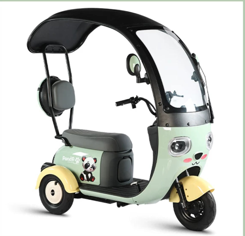 Electric Carport Tricycle: Perfect for Home, Lady, Old Age, and Child Transportation with a maximum power of 500w and a pure electric range of 65km and above.