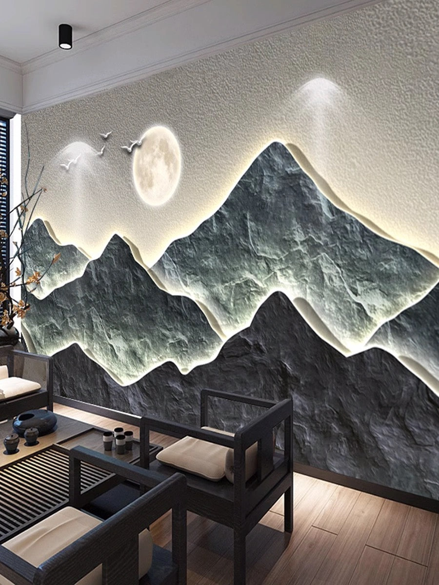 3D Custom Wall Stickers: Transform Your Space with Breathtaking Landscape Relief Murals – Ideal for TV Backgrounds, Live Broadcast Studios, Tea Rooms, and More