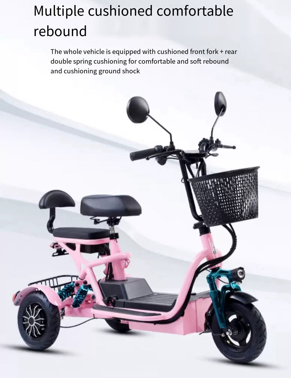 Versatile Folding Electric Tricycle with a maximum power of 500w and 48v battery: Ideal for Home Pick-up and Drop-off, Perfect for Children, Ladies, and the Elderly - Flying Pigeon